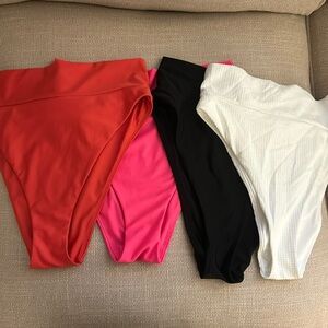 Aerie set of 4 cheeky high-waisted swim bottoms Size M
